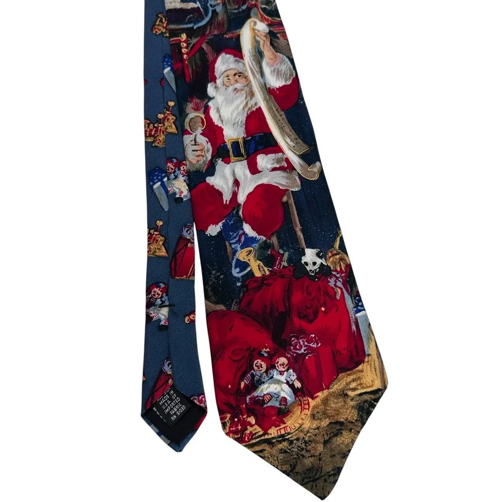 Vintage 1996 Hallmark Tie Saint Nick Santa Claus Christmas Tree Toys‎ Mens Silk